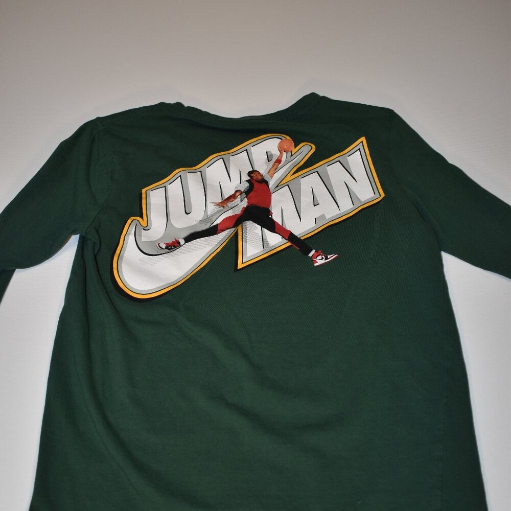 Nike Air Jordan Jumpman Boys Long Sleeve Green Shirt Size Medium 10-12